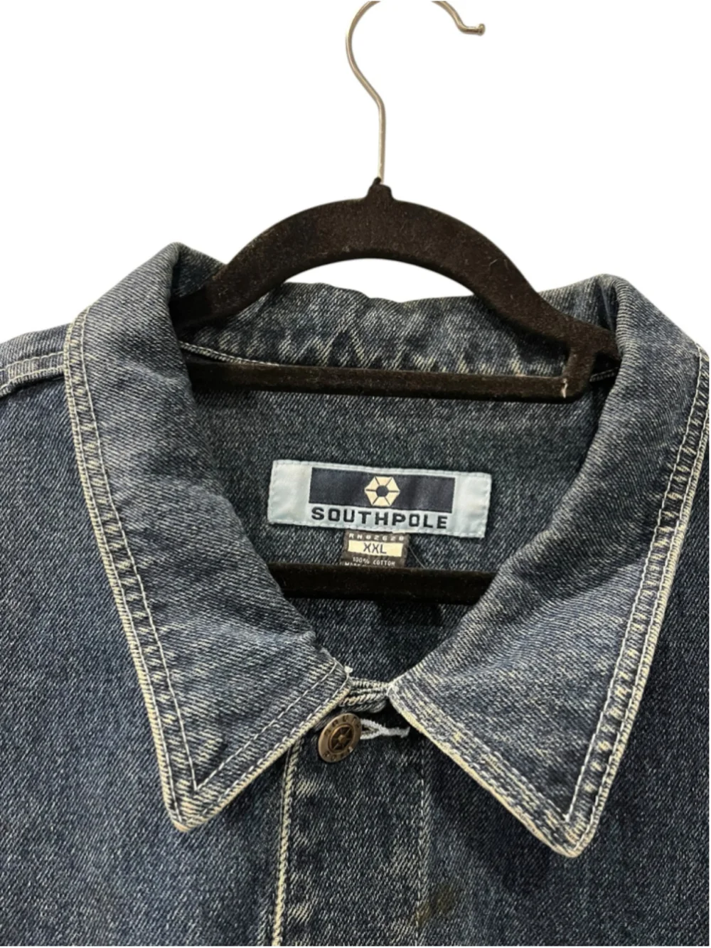 VTG Southpole Denim Jacket Size XXL Baggy Graffiti Embroidered Y2K 90s Hip Hop